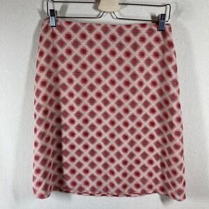 Old Navy Skirt‎ Sz 8 Cream/Burnt Orange Geometric Pattern Knee Length Lined Y2K